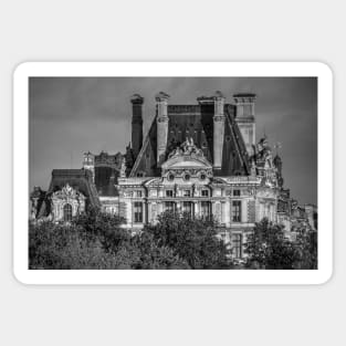 Sun Setting Over The Louvre - Monochrome Sticker